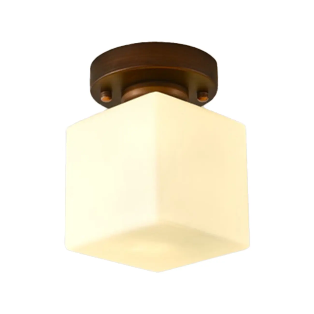 5 to 9 Inch Cube Glass Metal Semi Flush Ceiling Light | homeyfad