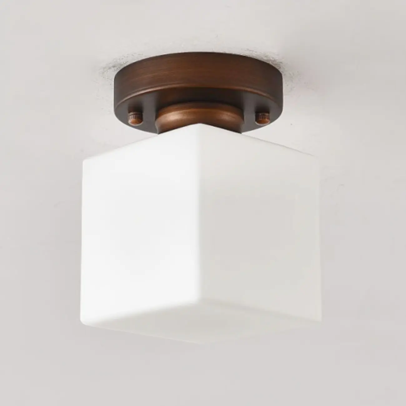 5 to 9 Inch Cube Glass Metal Semi Flush Ceiling Light | homeyfad