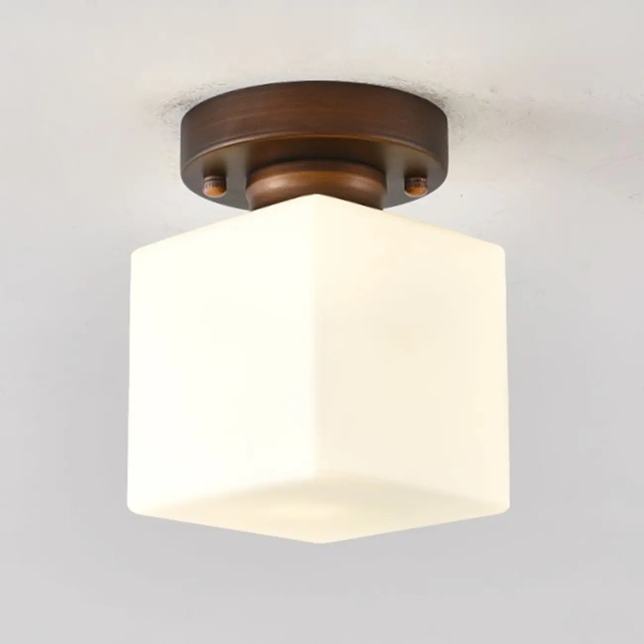5 to 9 Inch Cube Glass Metal Semi Flush Ceiling Light | homeyfad