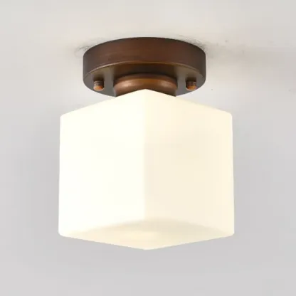 5 to 9 Inch Cube Glass Metal Semi Flush Ceiling Light