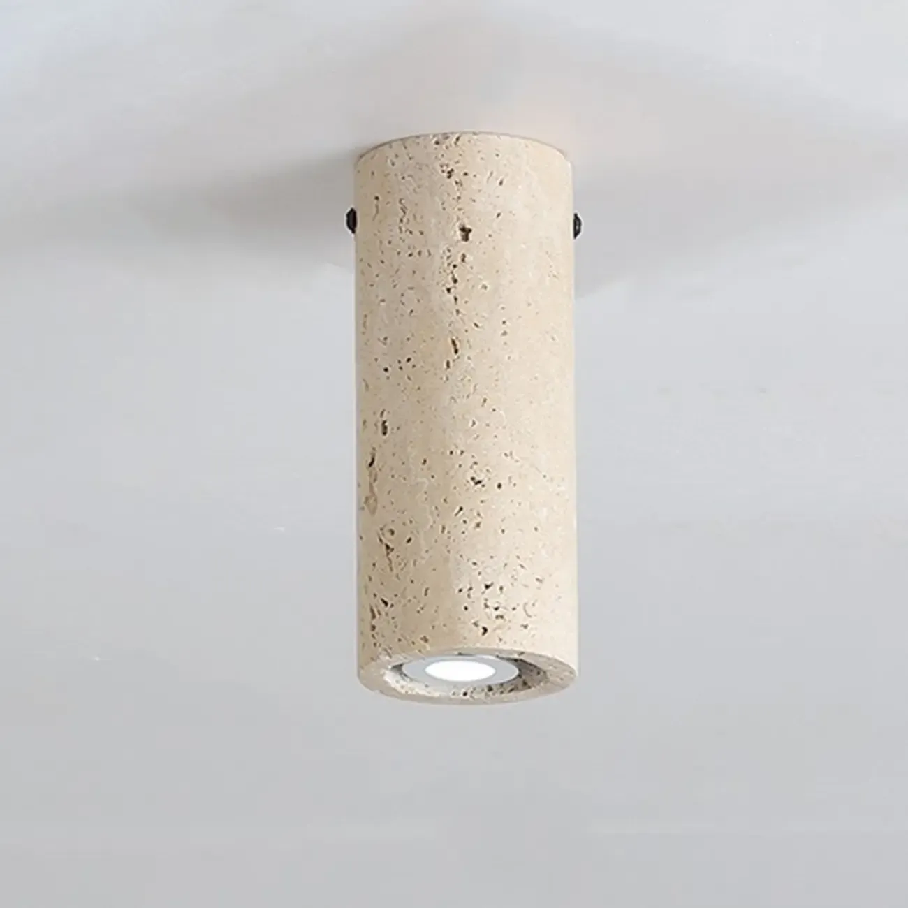 Modern Cylinder Stone Beige Flush Ceiling Light for Hallway Image - 6