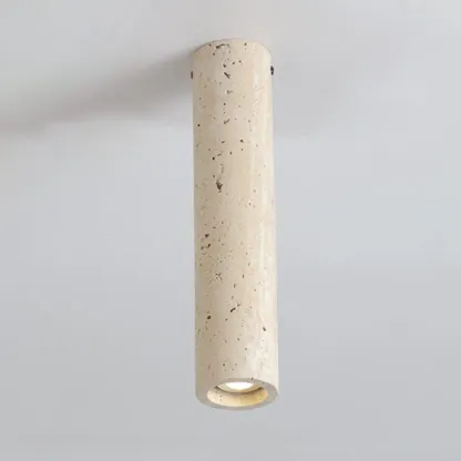 Modern Cylinder Stone Beige Flush Ceiling Light for Hallway Image - 7