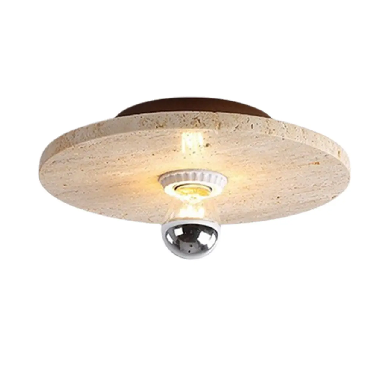 Modern Cylinder Stone Beige Flush Ceiling Light for Hallway Image - 11 | homeyfad