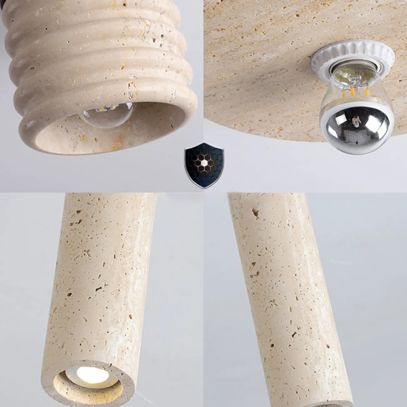 Modern Cylinder Stone Beige Flush Ceiling Light for Hallway Image - 5 | homeyfad