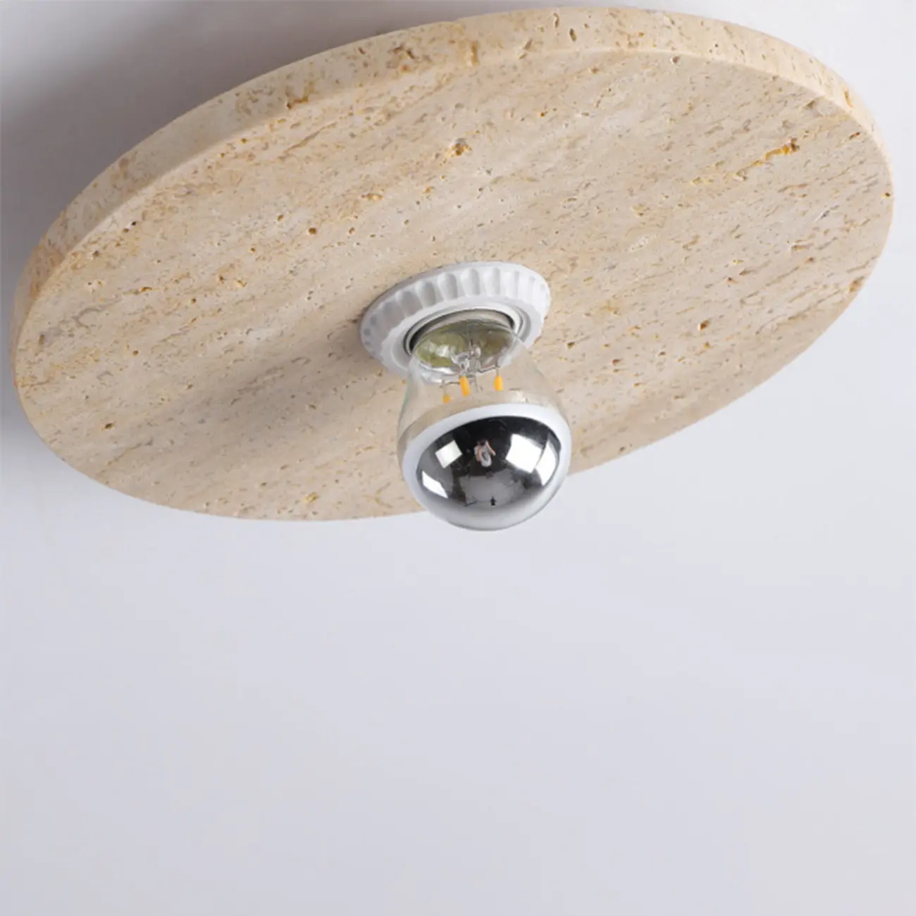 Modern Cylinder Stone Beige Flush Ceiling Light for Hallway Image - 14 | homeyfad