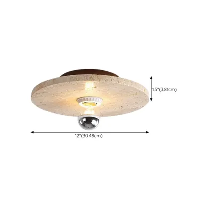 Modern Cylinder Stone Beige Flush Ceiling Light for Hallway #size