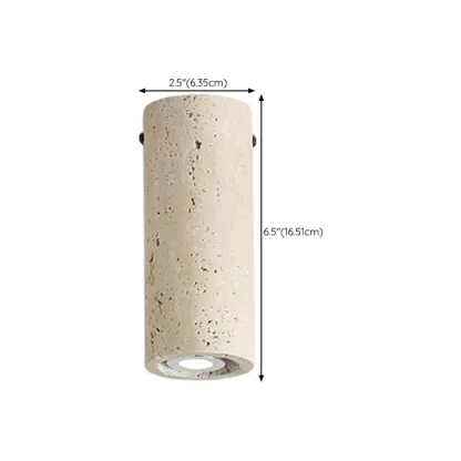 Modern Cylinder Stone Beige Flush Ceiling Light for Hallway Image - 18
