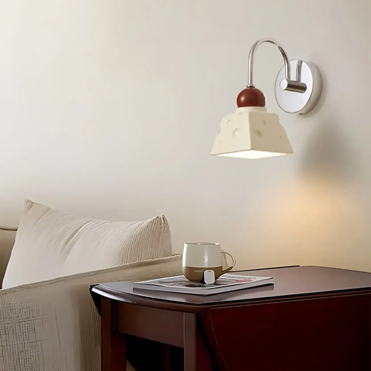 Modern Minimalist Metal Wall Light with Beige Shade Image - 1