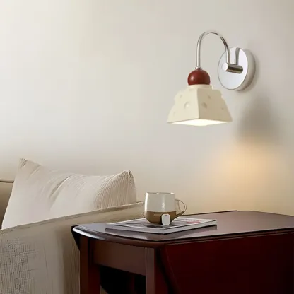 Modern Minimalist Metal Wall Light with Beige Shade Image - 1