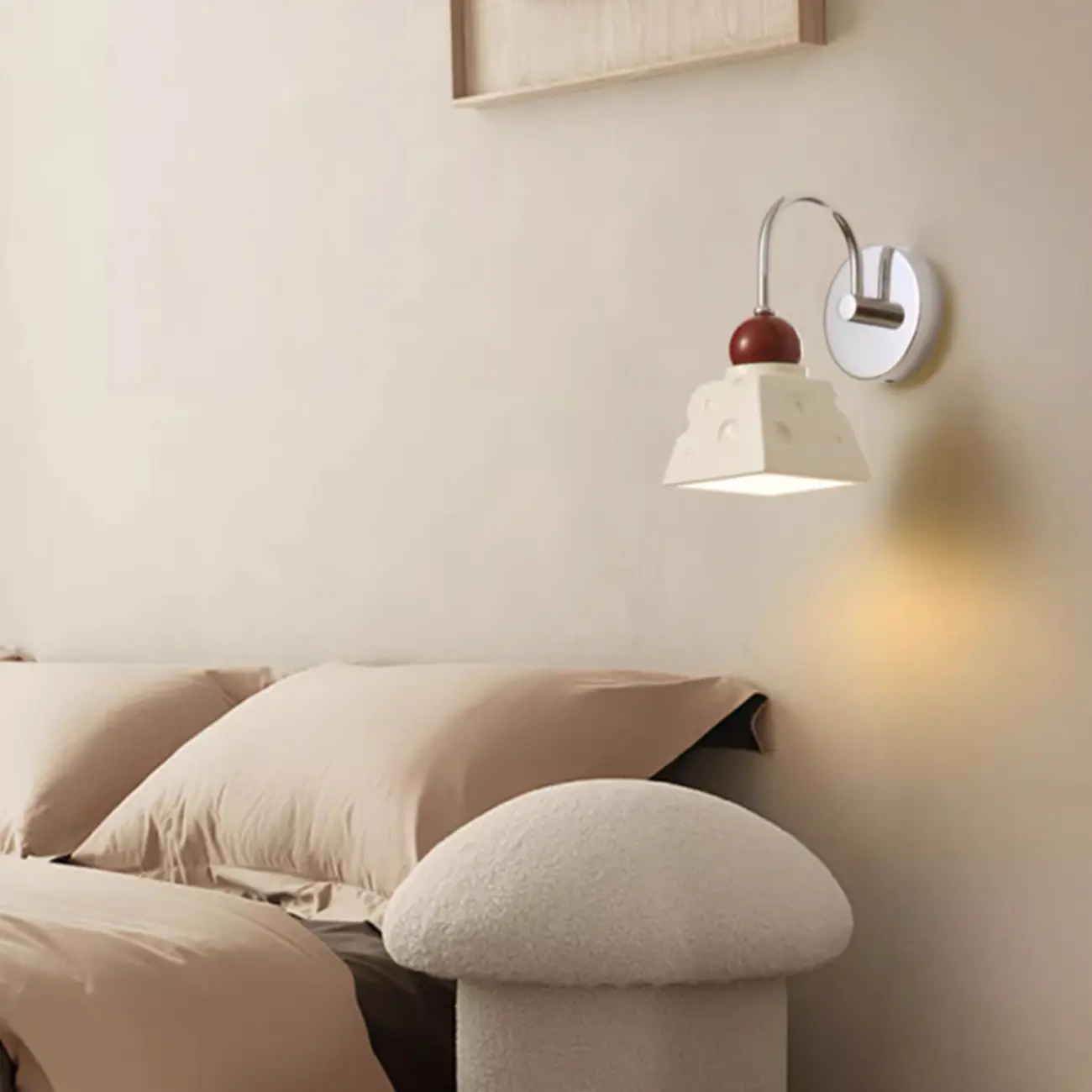 Modern Minimalist Metal Wall Light with Beige Shade Image - 6 | homeyfad