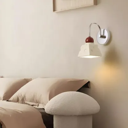 Modern Minimalist Metal Wall Light with Beige Shade Image - 6