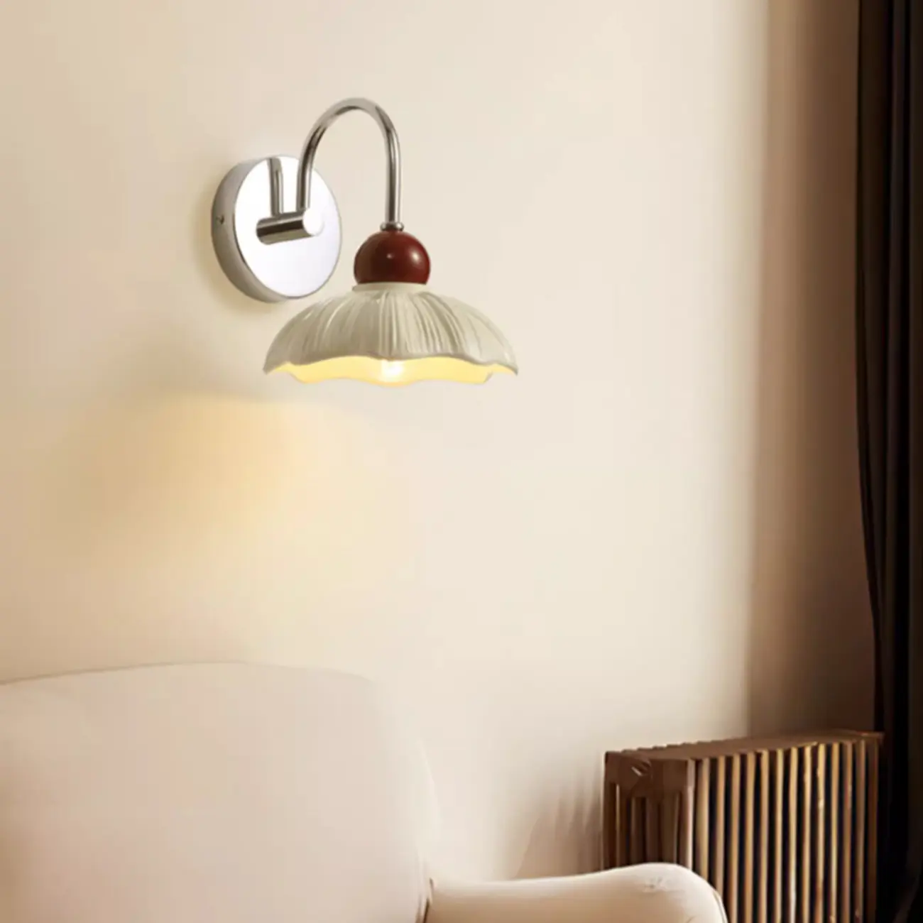 Modern Minimalist Metal Wall Light with Beige Shade Image - 7 | homeyfad