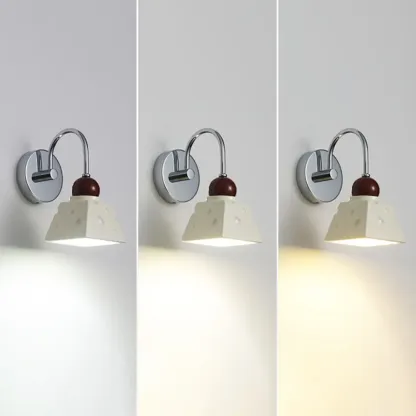 Modern Minimalist Metal Wall Light with Beige Shade Image - 10