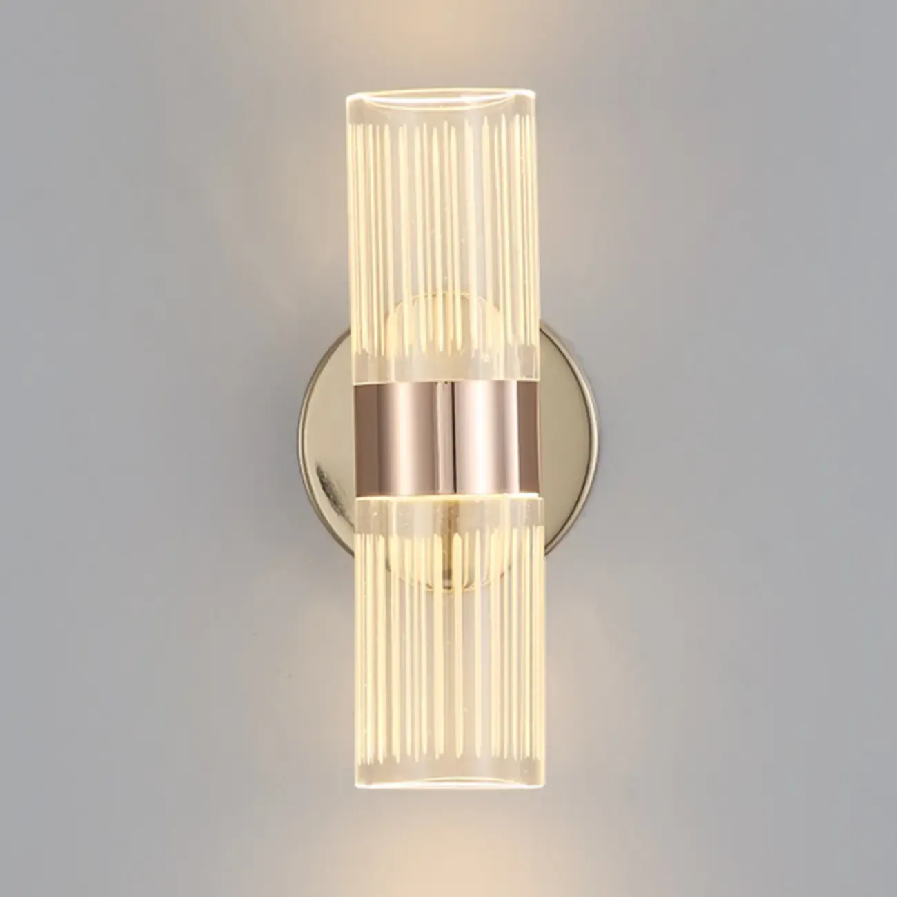 Modern Clear Acrylic Gold Ambient Wall Sconce Image - 2
