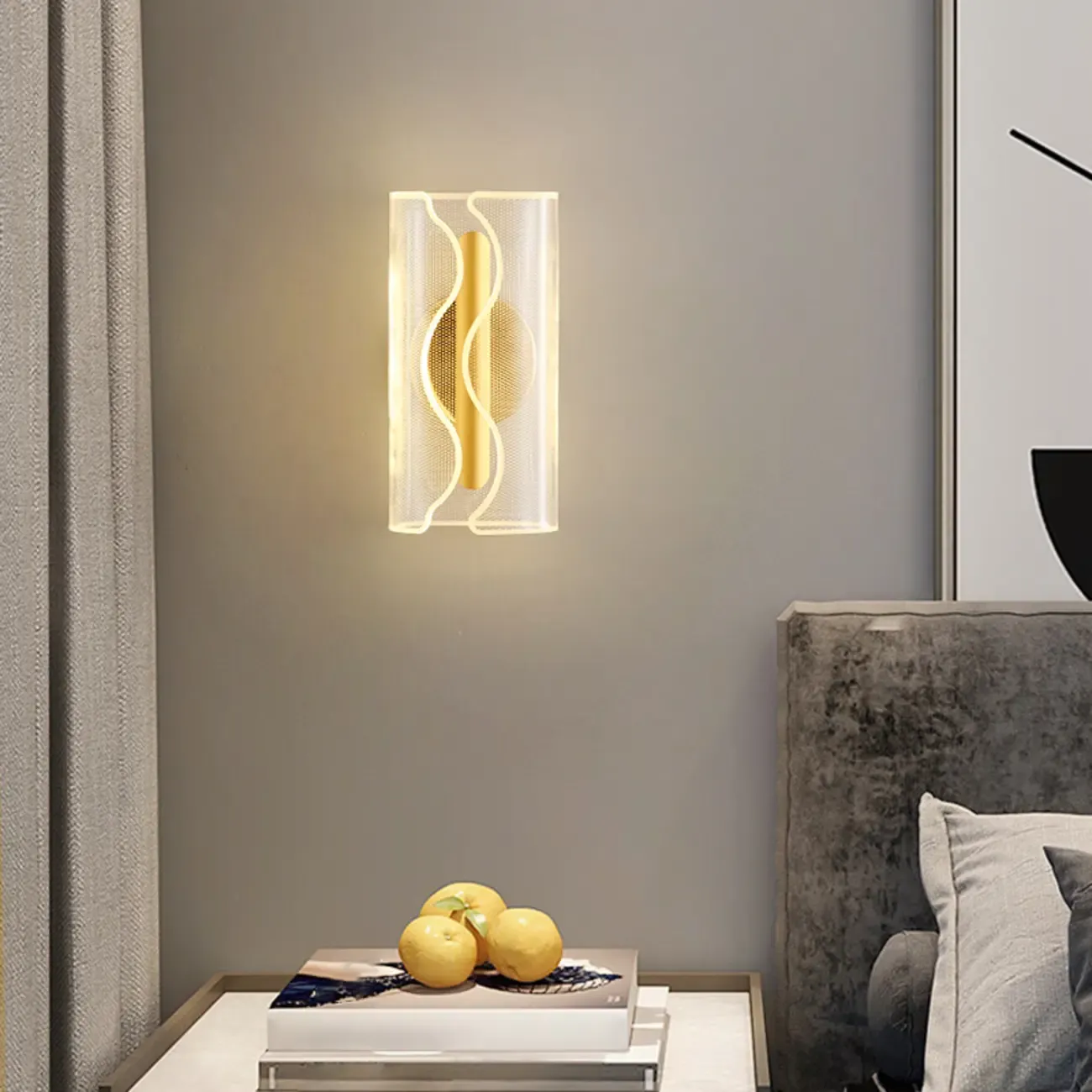 Modern Clear Acrylic Gold Ambient Wall Sconce Image - 3