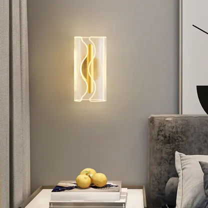 Modern Clear Acrylic Gold Ambient Wall Sconce Image - 3