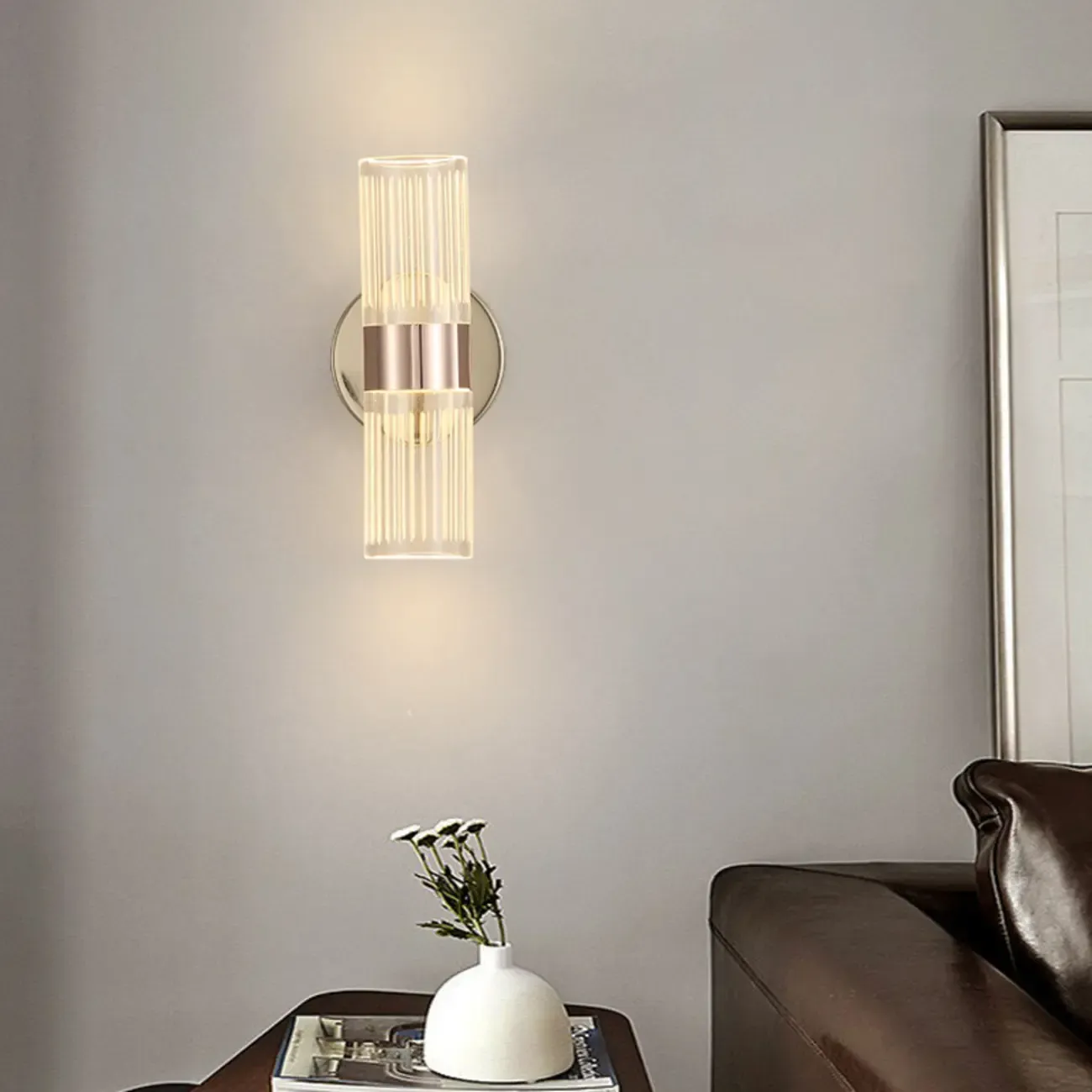 Modern Clear Acrylic Gold Ambient Wall Sconce Image - 5