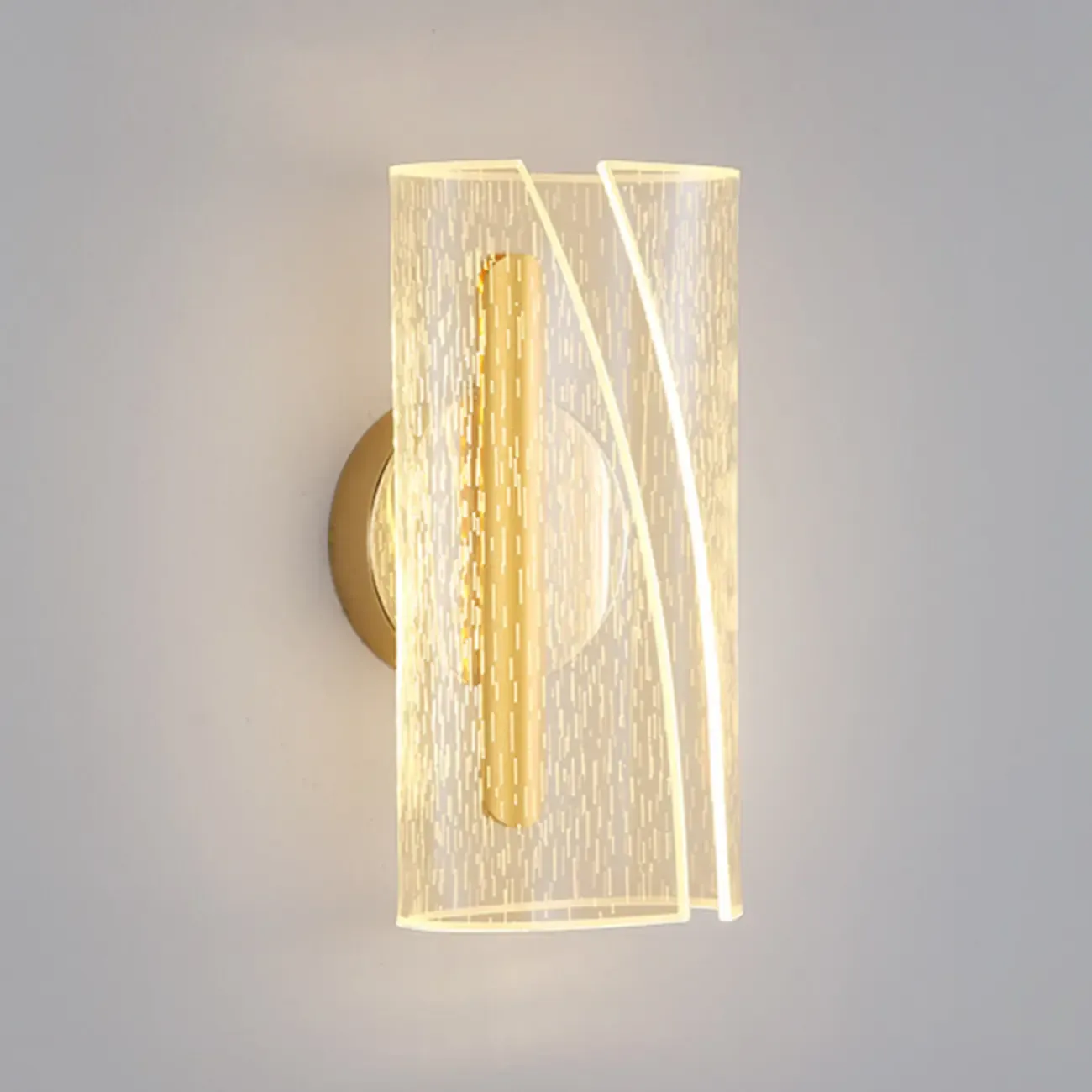Modern Clear Acrylic Gold Ambient Wall Sconce Image - 6