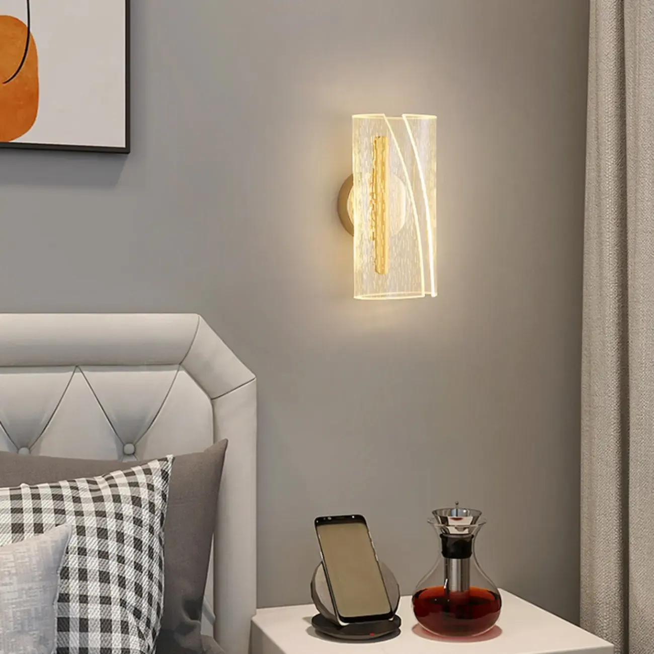 Modern Clear Acrylic Gold Ambient Wall Sconce Image - 7