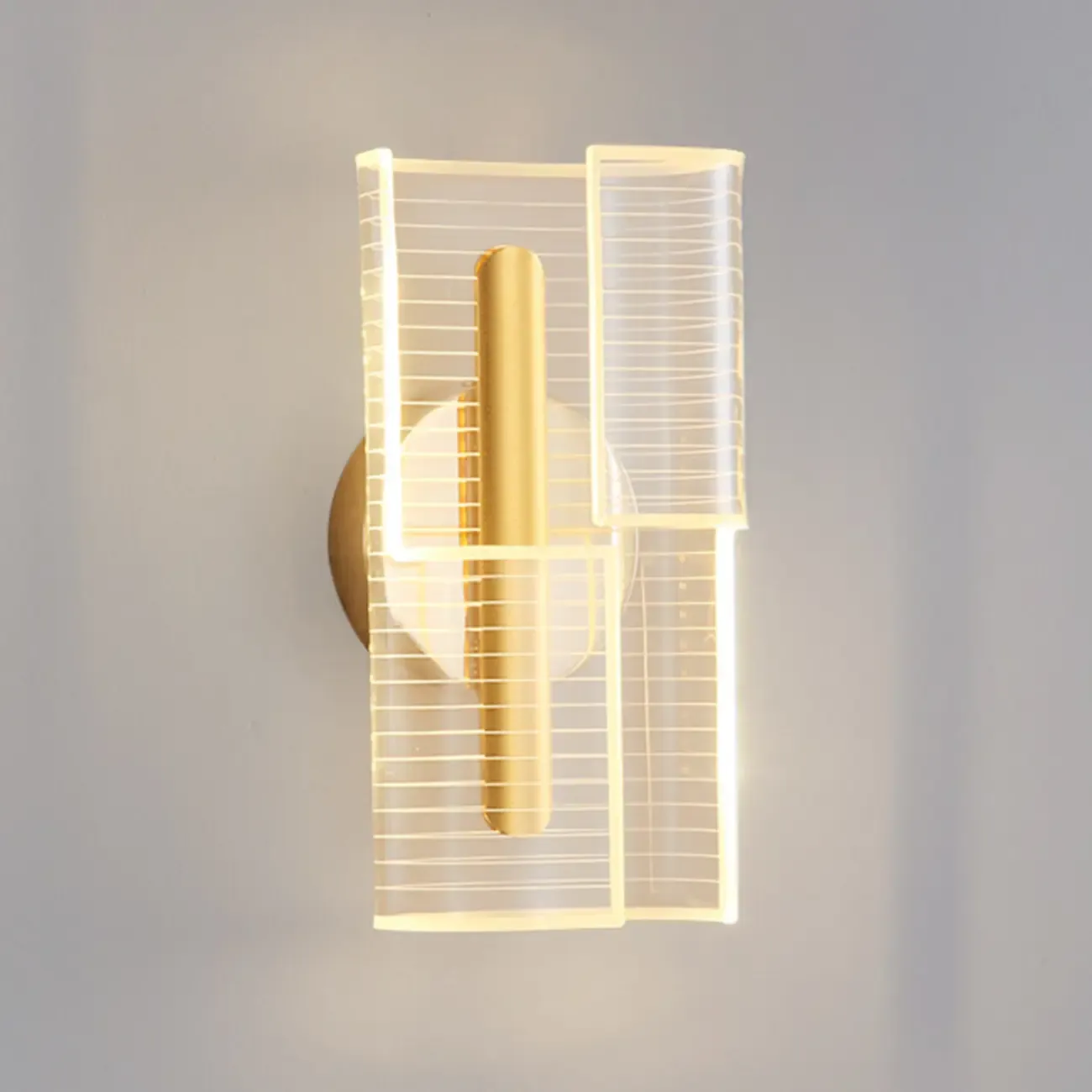 Modern Clear Acrylic Gold Ambient Wall Sconce Image - 8