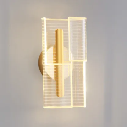 Modern Clear Acrylic Gold Ambient Wall Sconce Image - 8