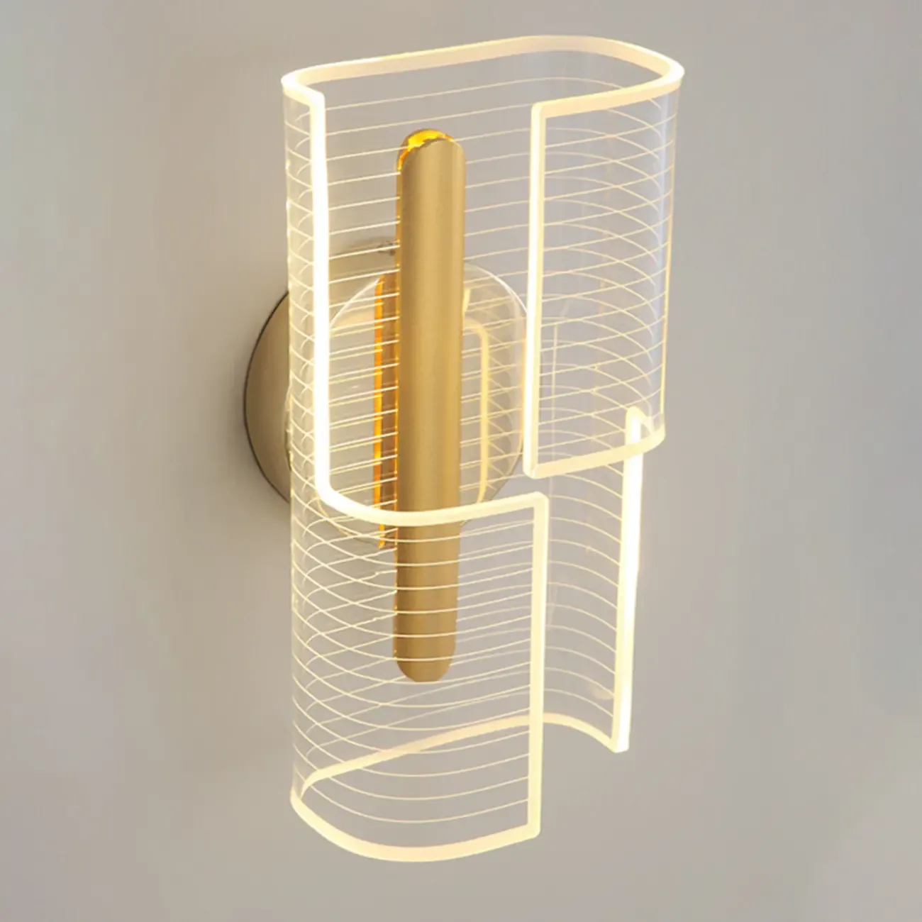 Modern Clear Acrylic Gold Ambient Wall Sconce Image - 11