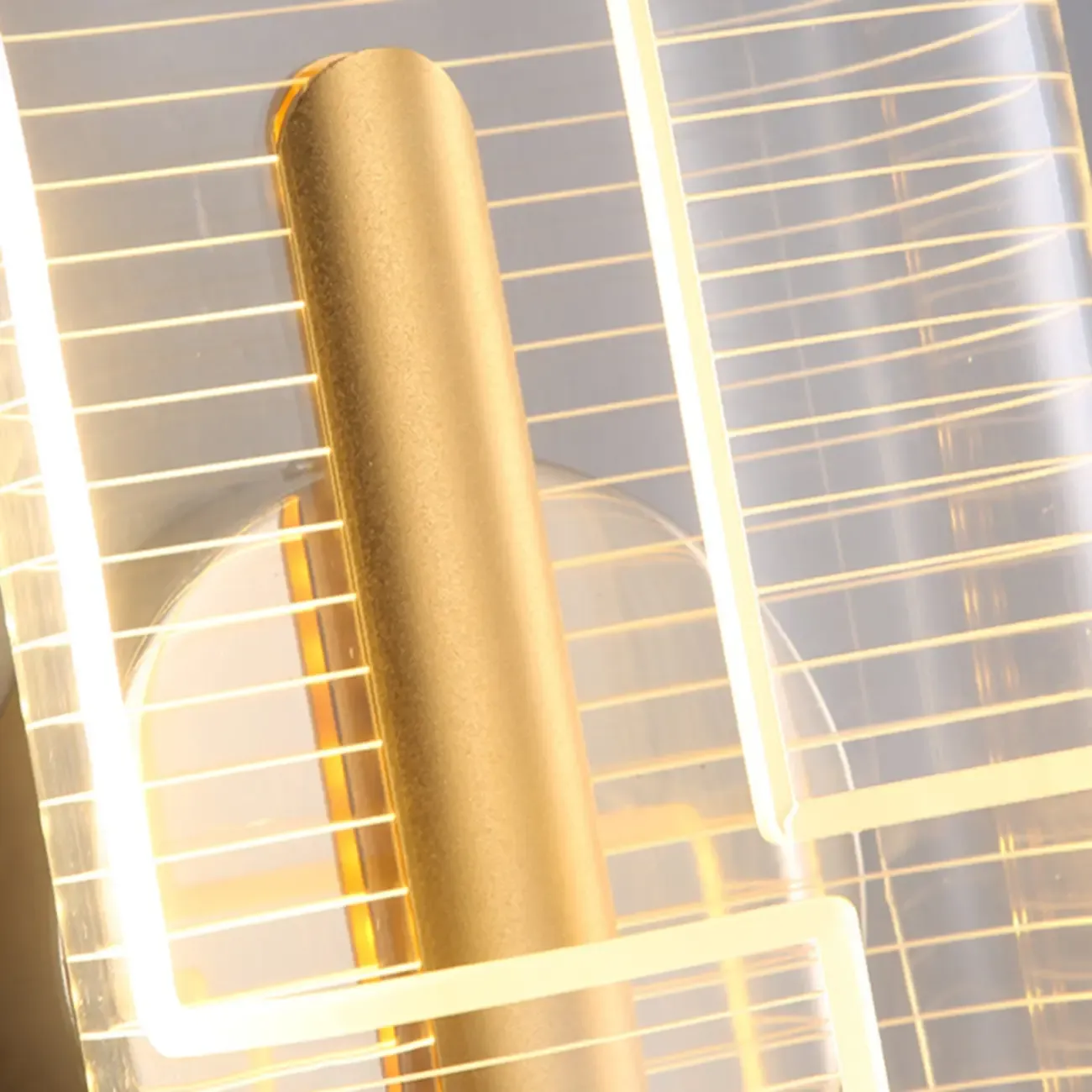 Modern Clear Acrylic Gold Ambient Wall Sconce Image - 12