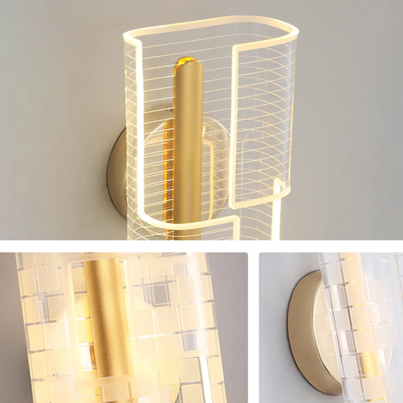 Modern Clear Acrylic Gold Ambient Wall Sconce Image - 14 | homeyfad