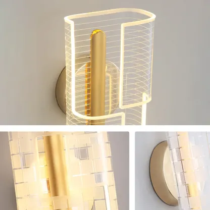 Modern Clear Acrylic Gold Ambient Wall Sconce Image - 14