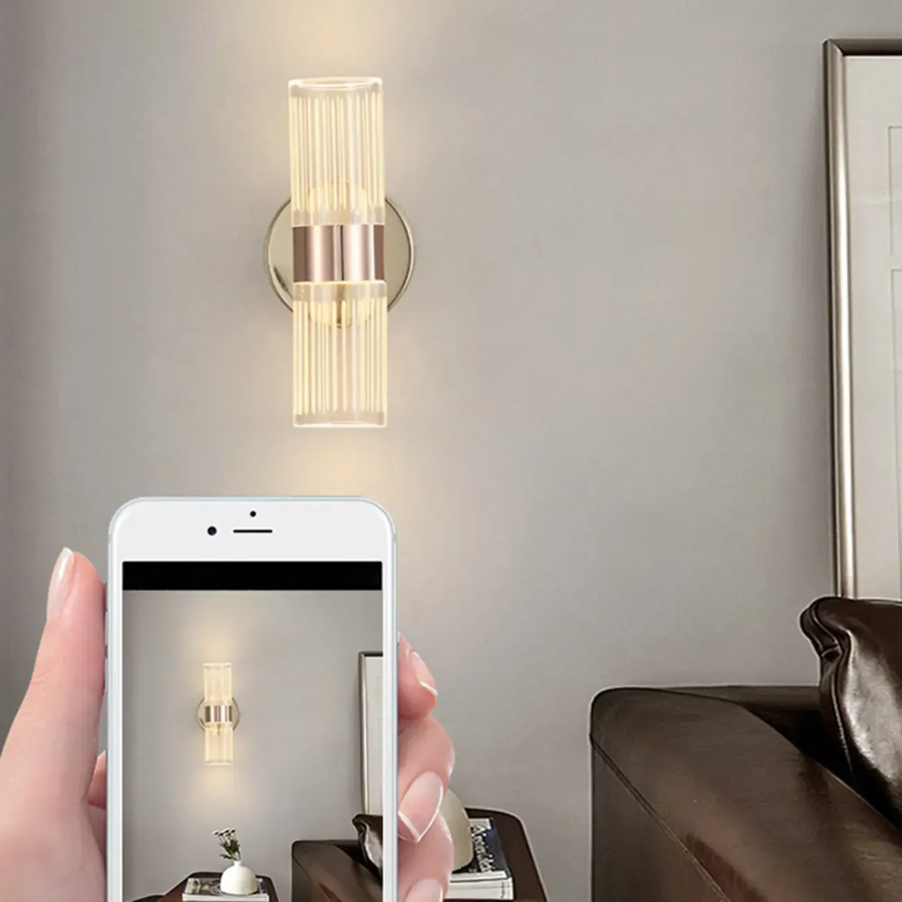 Modern Clear Acrylic Gold Ambient Wall Sconce Image - 15