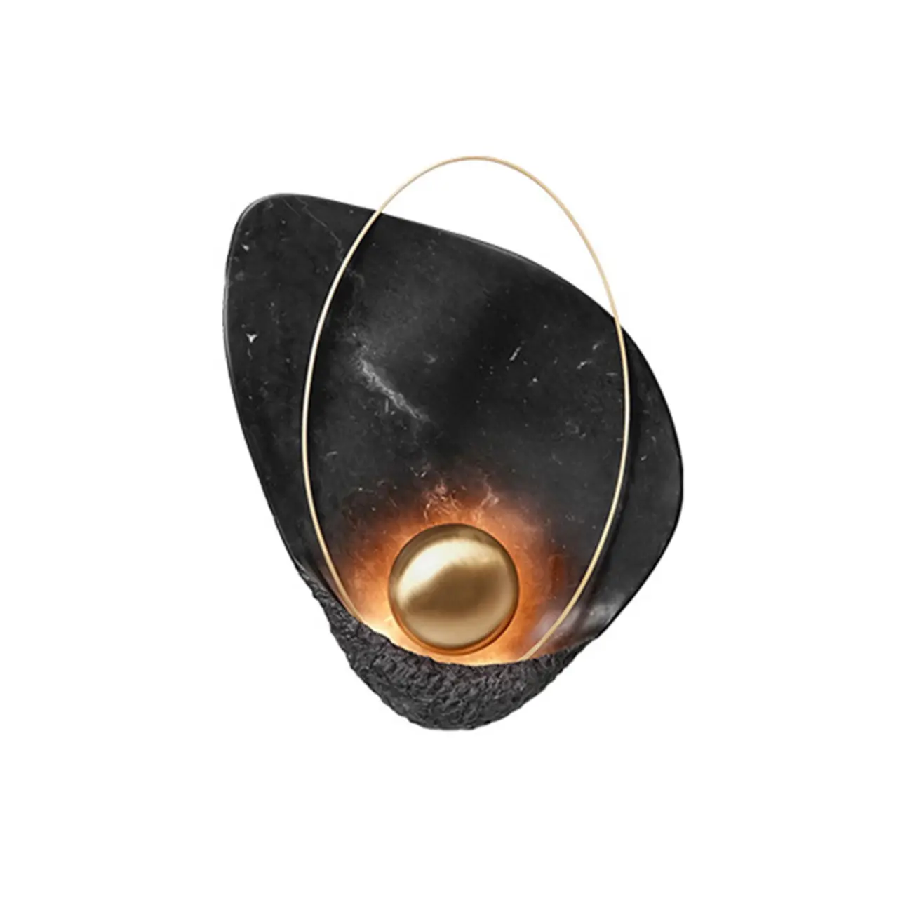 Modern Marble Wall Light with Brass and Resin Shade Image - 5 | homeyfad