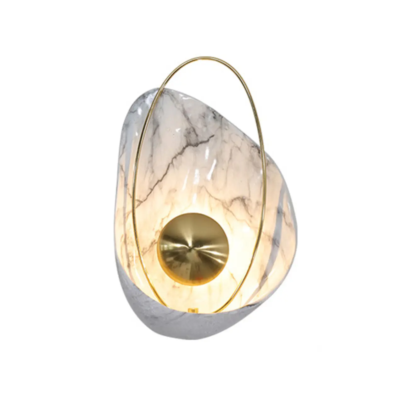 Modern Marble Wall Light with Brass and Resin Shade Image - 6 | homeyfad