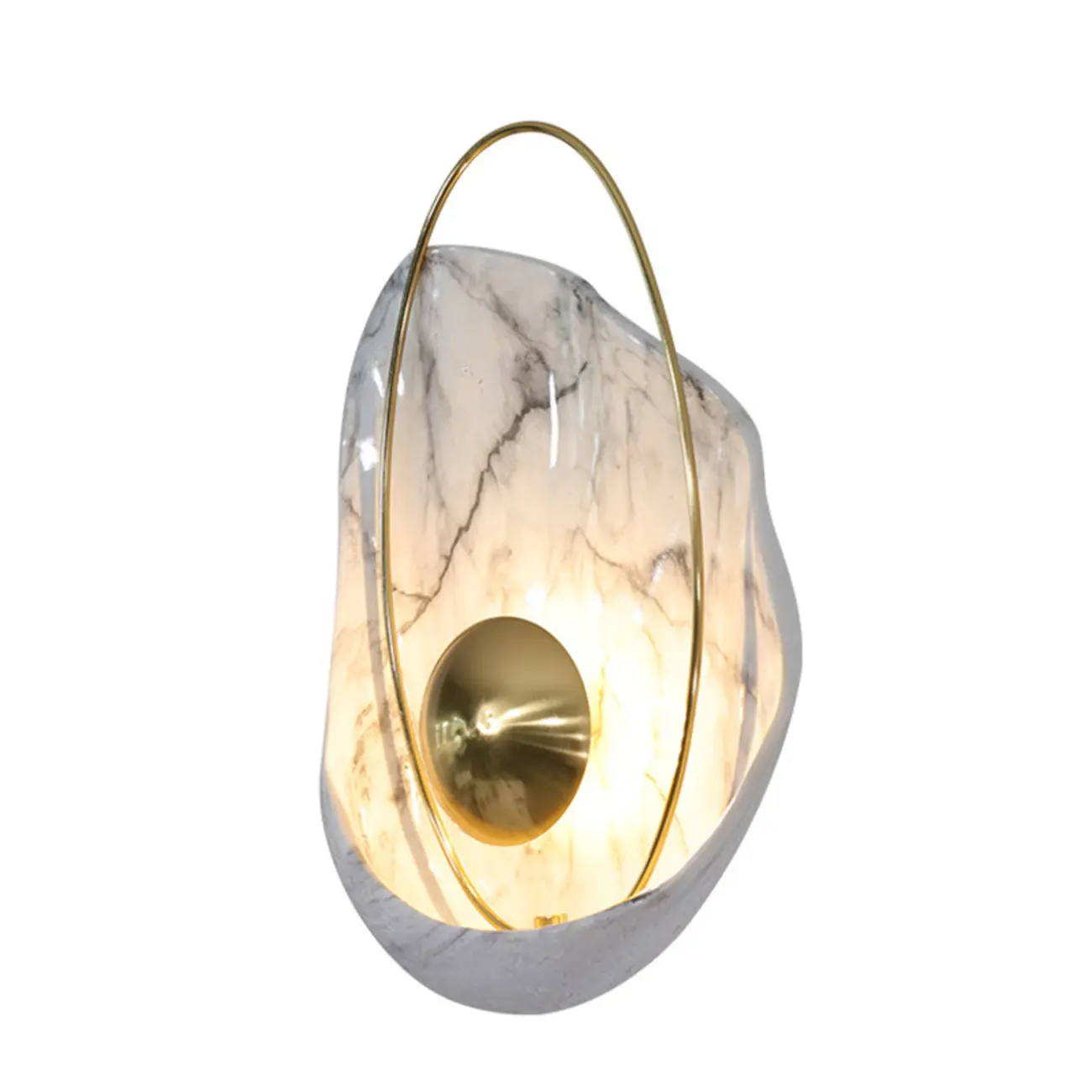 Modern Marble Wall Light with Brass and Resin Shade Image - 8 | homeyfad