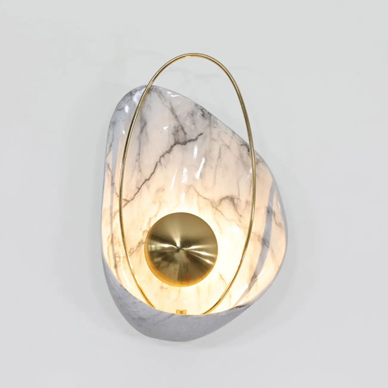 Modern Marble Wall Light with Brass and Resin Shade Image - 9 | homeyfad