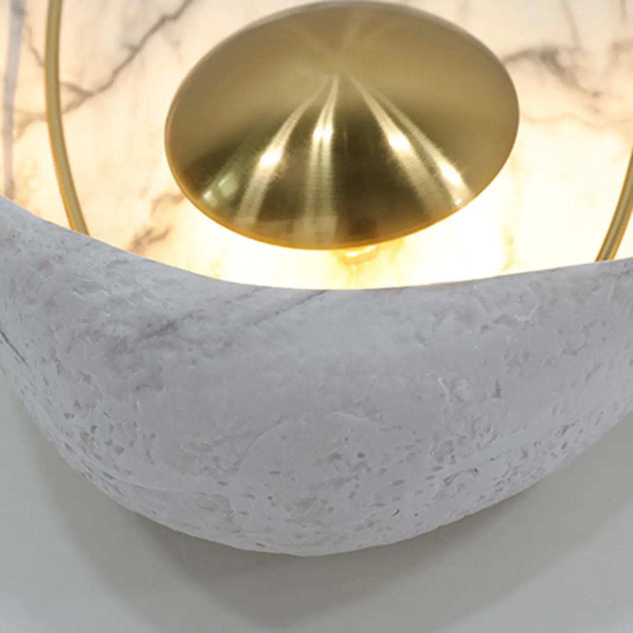 Modern Marble Wall Light with Brass and Resin Shade Image - 13 | homeyfad