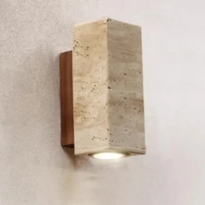Minimalist Beige Stone Geometric Adjustable Wall Sconce Image - 6