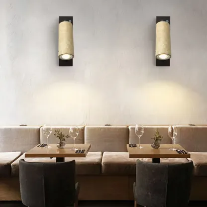 Minimalist Beige Stone Geometric Adjustable Wall Sconce Image - 3