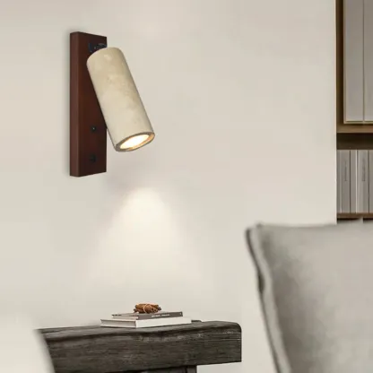 Minimalist Beige Stone Geometric Adjustable Wall Sconce Image - 2