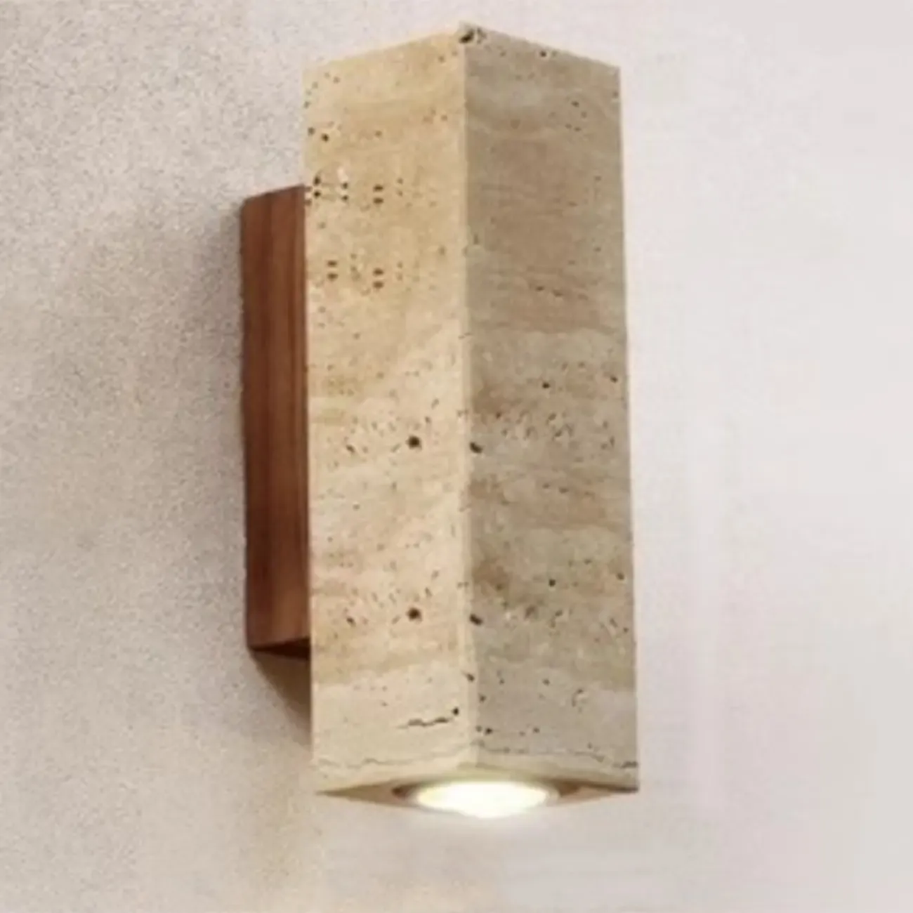 Minimalist Beige Stone Geometric Adjustable Wall Sconce Image - 7