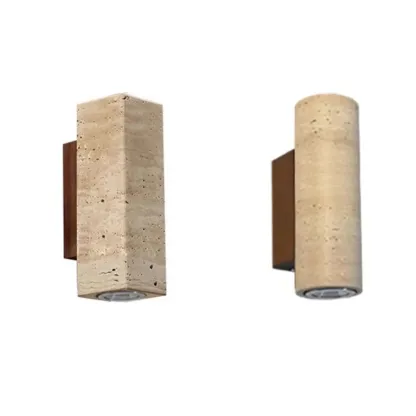 Minimalist Beige Stone Geometric Adjustable Wall Sconce Image - 10