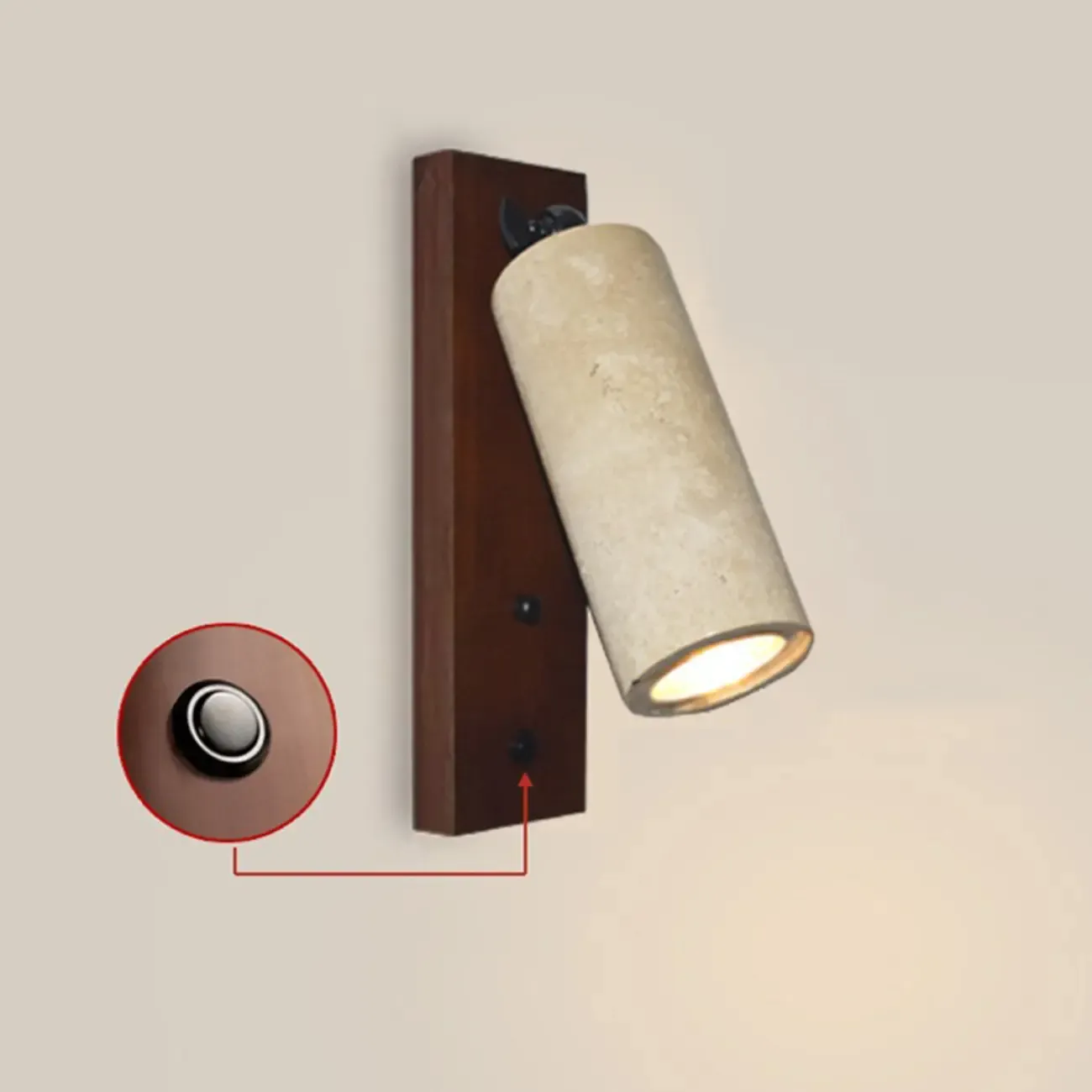 Minimalist Beige Stone Geometric Adjustable Wall Sconce Image - 13