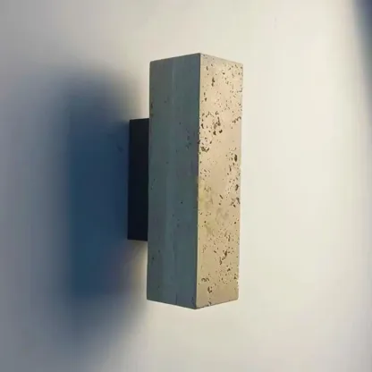 Minimalist Beige Stone Geometric Adjustable Wall Sconce Image - 11