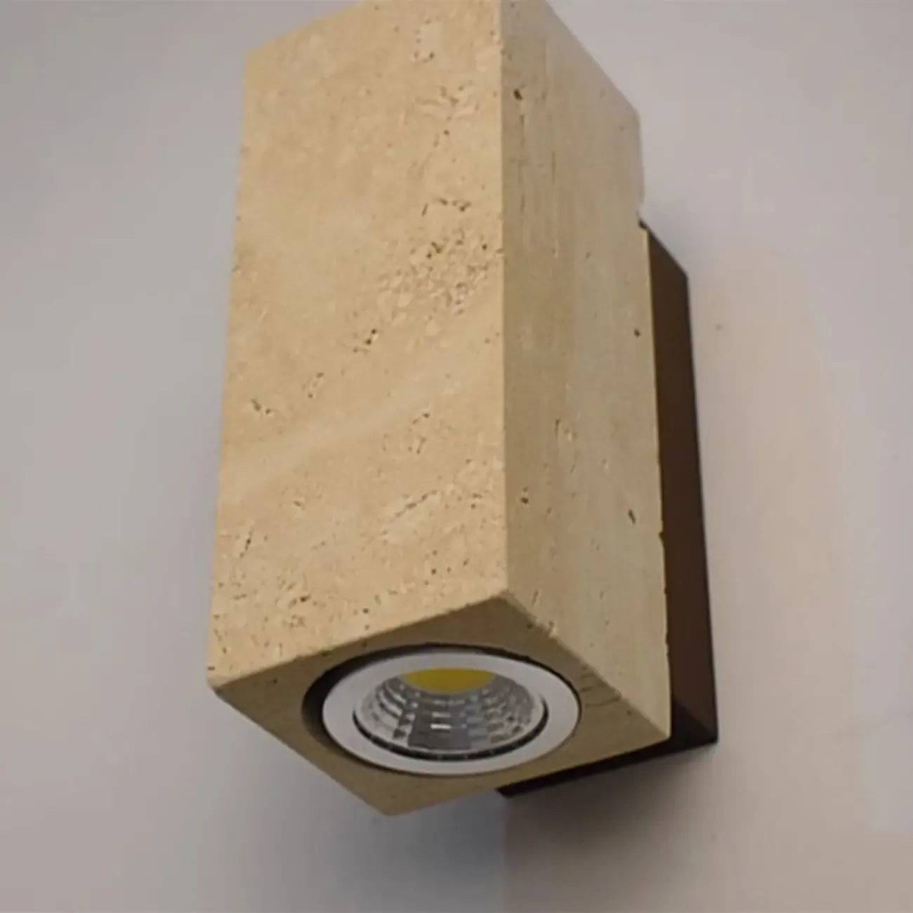 Minimalist Beige Stone Geometric Adjustable Wall Sconce Image - 15
