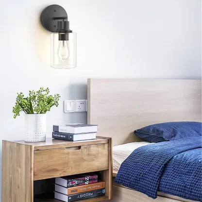 Industrial Metal Vanity Light with Glass Shade for Bedroom Image - 5