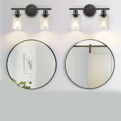 Industrial Metal Vanity Light with Glass Shade for Bedroom Image - 7
