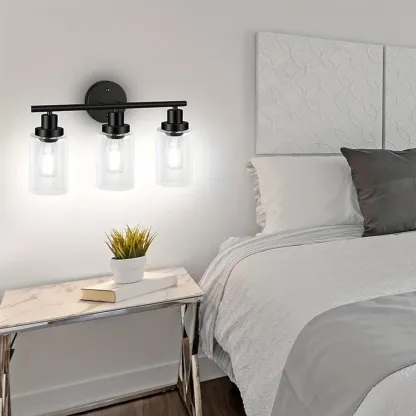 Industrial Metal Vanity Light with Glass Shade for Bedroom Image - 2