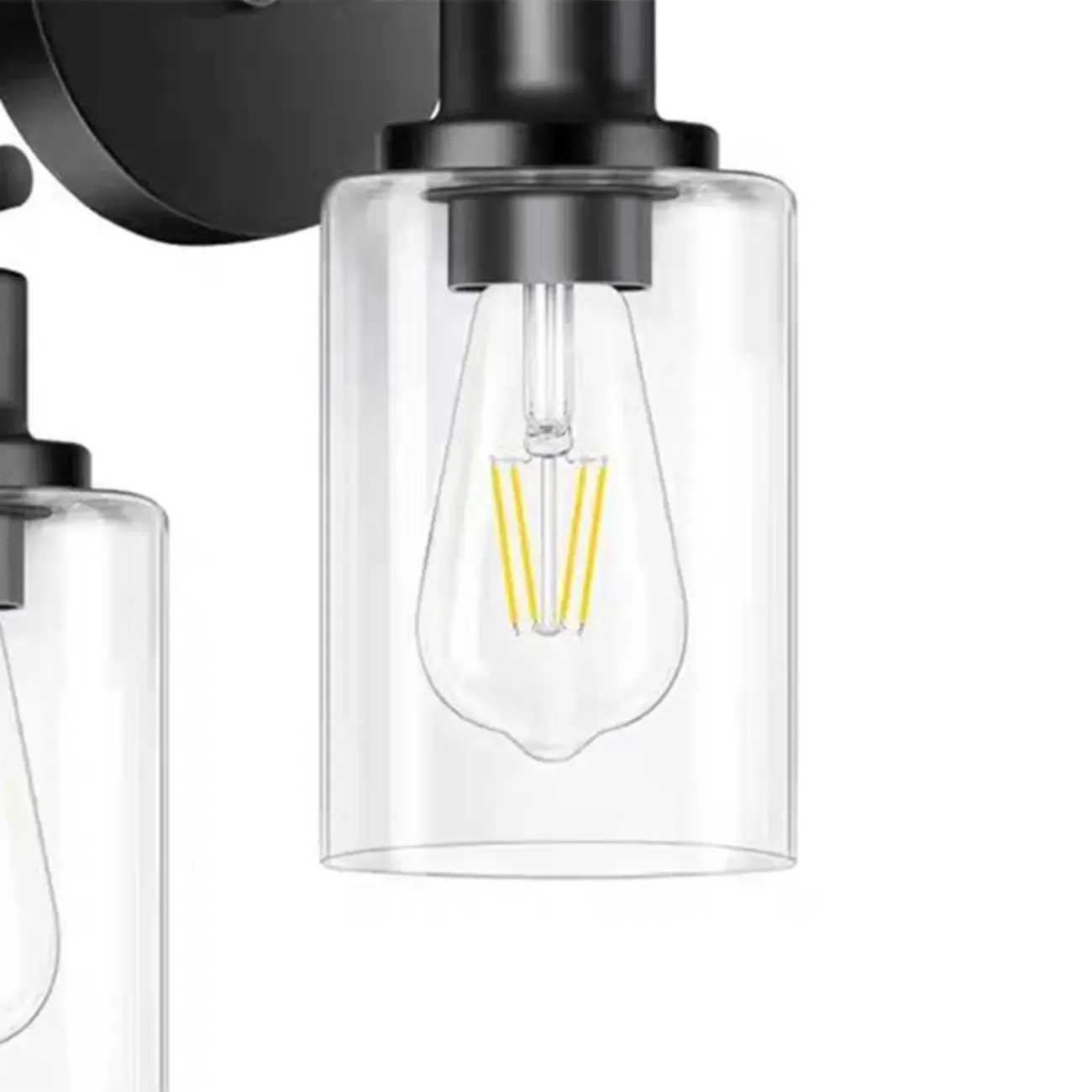 Industrial Metal Vanity Light with Glass Shade for Bedroom Image - 8