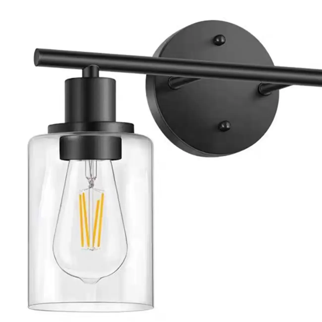 Industrial Metal Vanity Light with Glass Shade for Bedroom Image - 9