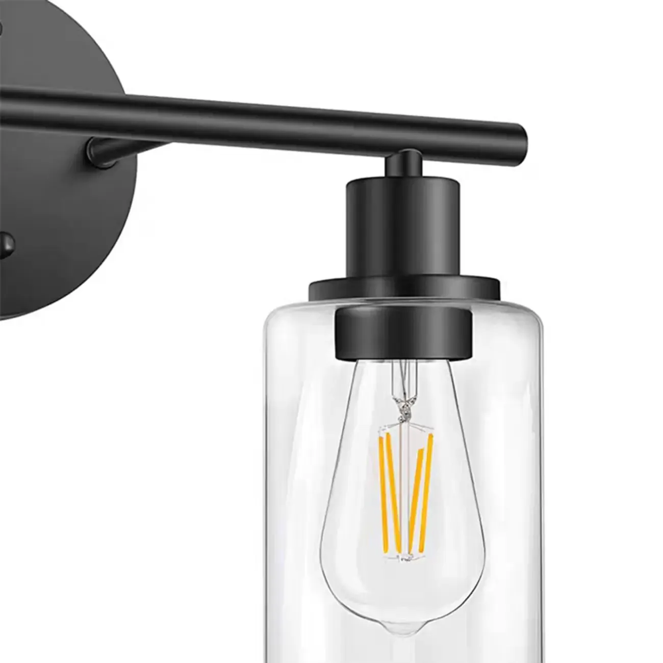 Industrial Metal Vanity Light with Glass Shade for Bedroom Image - 10