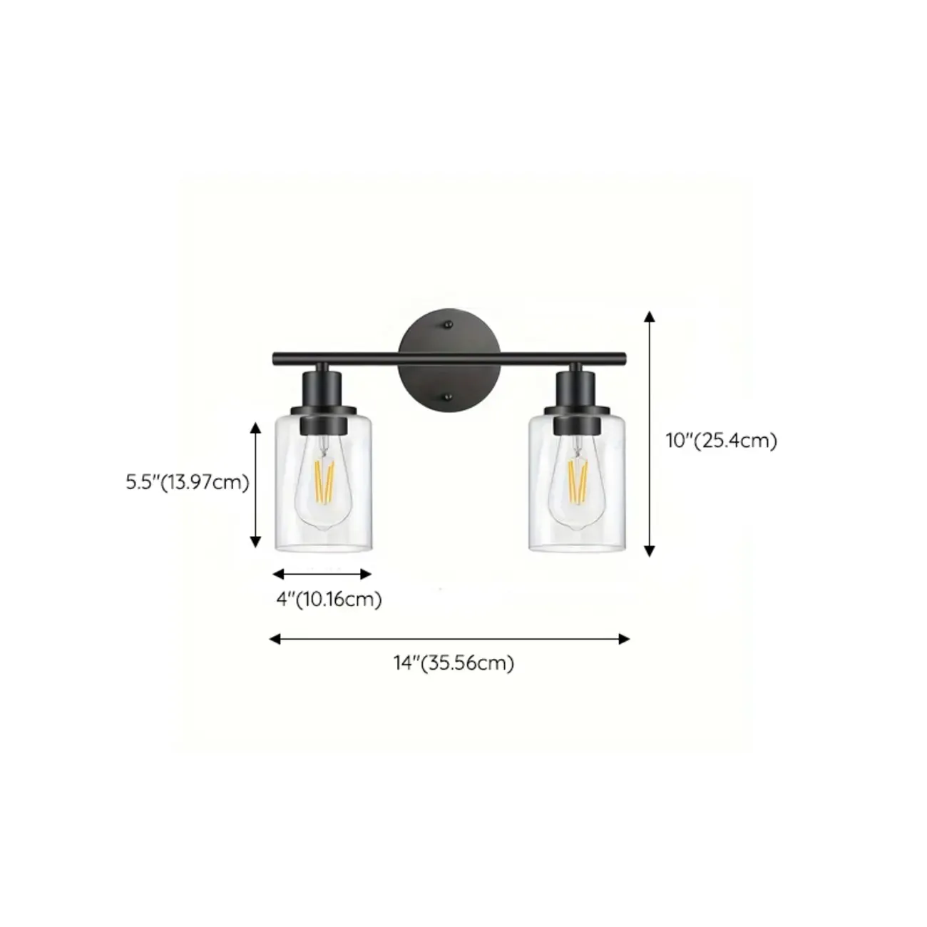 Industrial Metal Vanity Light with Glass Shade for Bedroom Image - 12